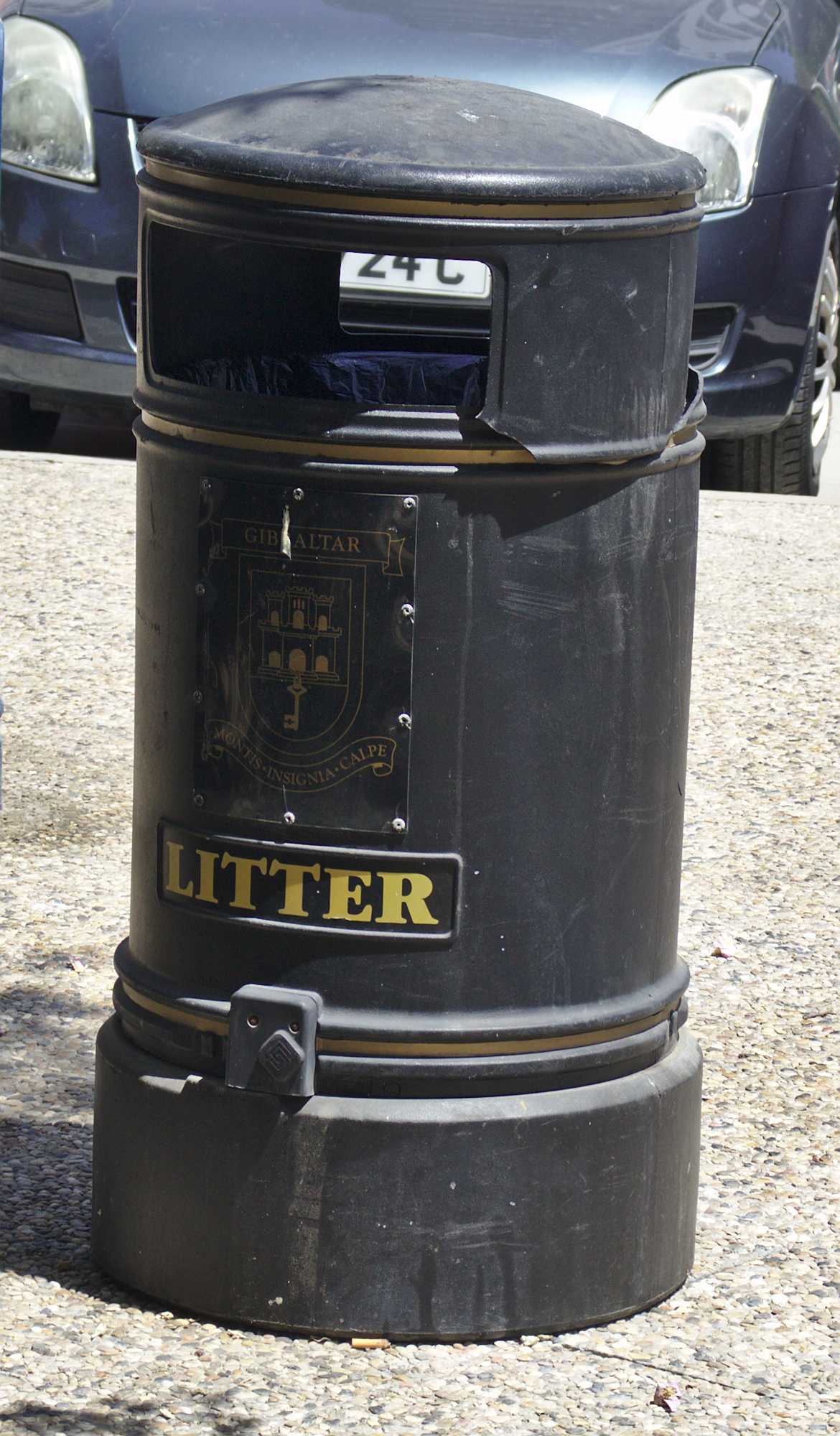 <p>Black litter bin in Gibraltar</p>
